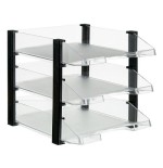 24521-CONJUNTO 3 BANDEJAS JUMBORACK TRANSPARENTE CON ELEVADORES NEGROS 350X285X280 MM ARCHIVO 2000 704 CS TP