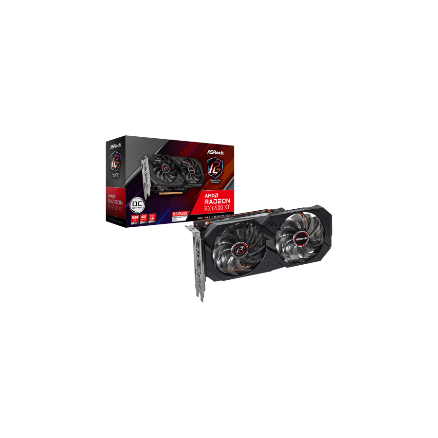 24525-Asrock Phantom Gaming RX 6500 XT 4GB OC AMD Radeon RX 6500 XT GDDR6