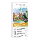 2461-Tombow ABT-12P-2 rotulador Fino Azul, Verde, Gris, Azul claro, Verde claro, Menta, Rosa, Purpura, Amarillo 12 pieza