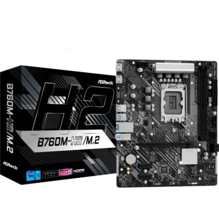 24826-PLACA ASROCK B760M-H2/M.2,INTEL,1700,B760,2DDR5,96GB,HDMI+DP,4SATA+2M.2,5USB 3.2+1USB-C,GBLAN,MATX