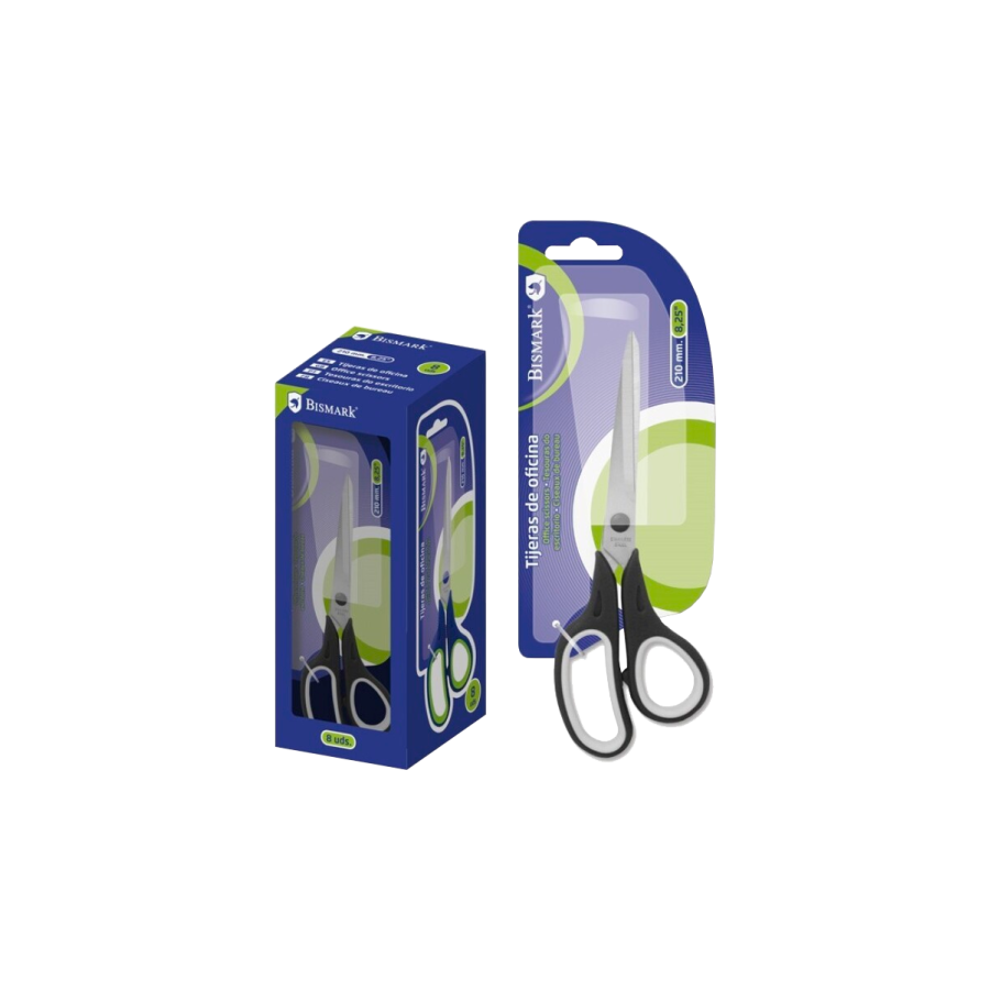 2491-TIJERAS DE OFICINA EN ACERO INOXIDABLE 210 MM. EN BLISTER BISMARK 323824
