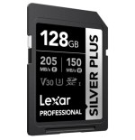 24939-LEXAR 128GB PROFESSIONAL SILVER PLUS SDXC UHS-I CARDS,  UP TO 205MB/S READ 150MB/S WRITE C10 V30 U3