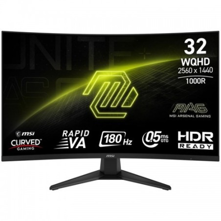 24942-MSI MONITOR MAG 325CQF. 31.5" RAPID VA CURVO 1000R. 2560X1440 . 180HZ. NEGRO