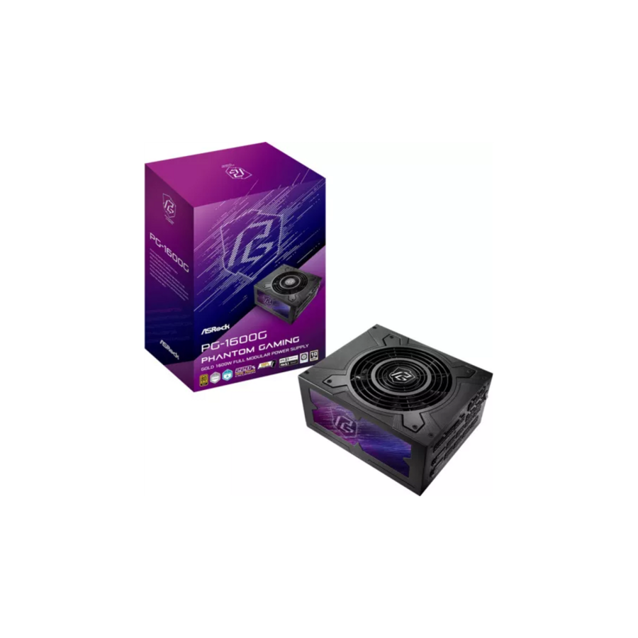 24993-FUENTE ALIMENTACION ASROCK PG-1600G,PSU,1600W,80 PLUS GOLD,135MM,MODULAR,PCI-E 5.1 (12+4pin)x2,PCI-E (6+2 pin)x8,S