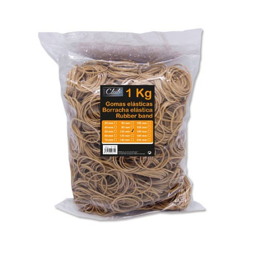 2500-BOLSA 1 KG. GOMAS ELASTICAS No 100 DE 10 CM. LARGO OFFICE CLUB 300831