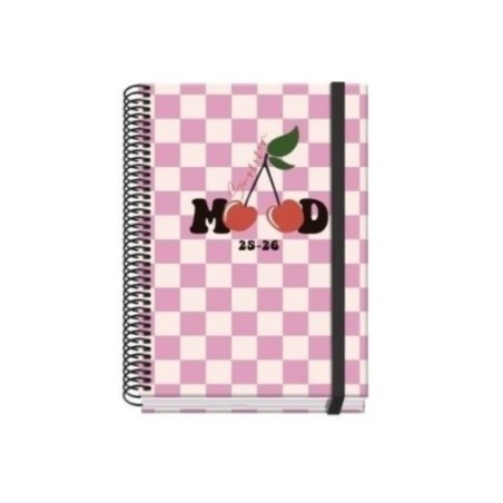 25020-AGENDA ESCOLAR 2025-2026 TAMANO A5 TAPA CARTON FORRADO DIA PAGINA PRIME CHERRY DOHE 52042