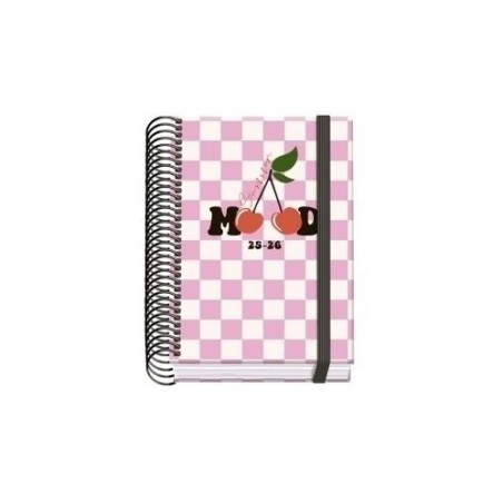 25026-AGENDA ESCOLAR 2025-2026 TAMANO A6 TAPA CARTON FORRADO DIA PAGINA PRIME CHERRY DOHE 52048