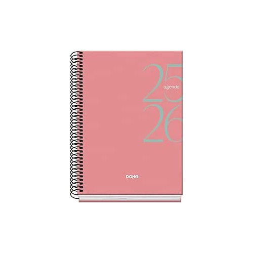25036-AGENDA ESCOLAR 2025-2026 TAMANO A5 TAPA CARTON FORRADO SEMANA VISTA MODELO SYSTEM BASIC ROSA DOHE 52057