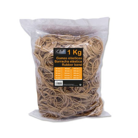 2506-BOLSA 1 KG. GOMAS ELASTICAS No 80 DE 8 CM. LARGO OFFICE CLUB 300829