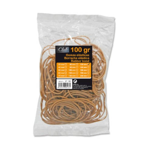 2509-BOLSA 100 GR. GOMAS ELASTICAS No 15 DE 15 CM. LARGO OFFICE CLUB 320513