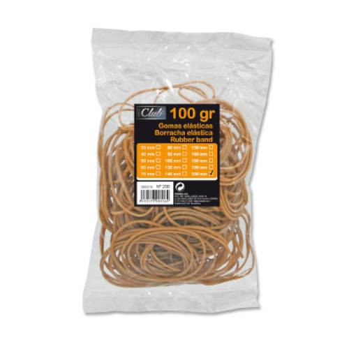 2510-BOLSA 100 GR. GOMAS ELASTICAS No 20 DE 20 CM. LARGO OFFICE CLUB 320516