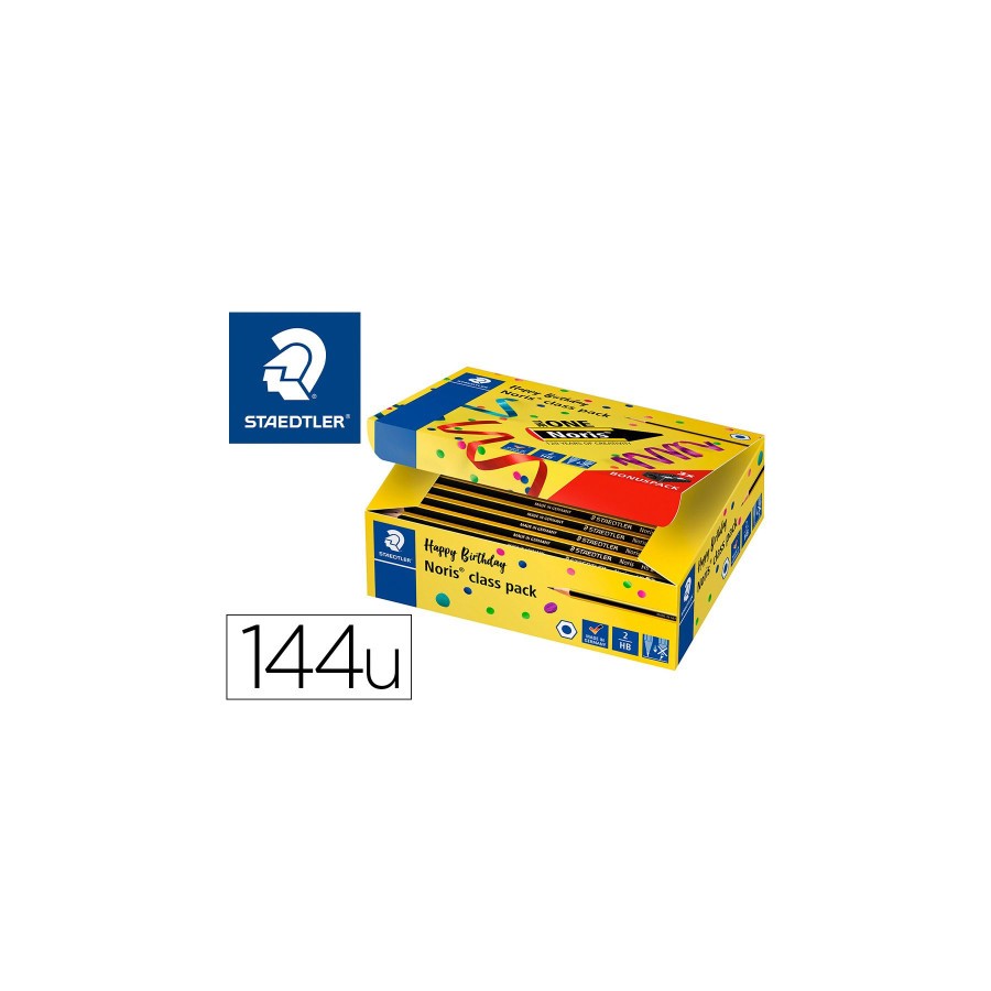 25102-CAJA 144 LAPICES GRAFITO BIG PACK NORIS 120-2 + REGALO 3 AFILALAPICES PLASTICO STAEDTLER 120 C144P1