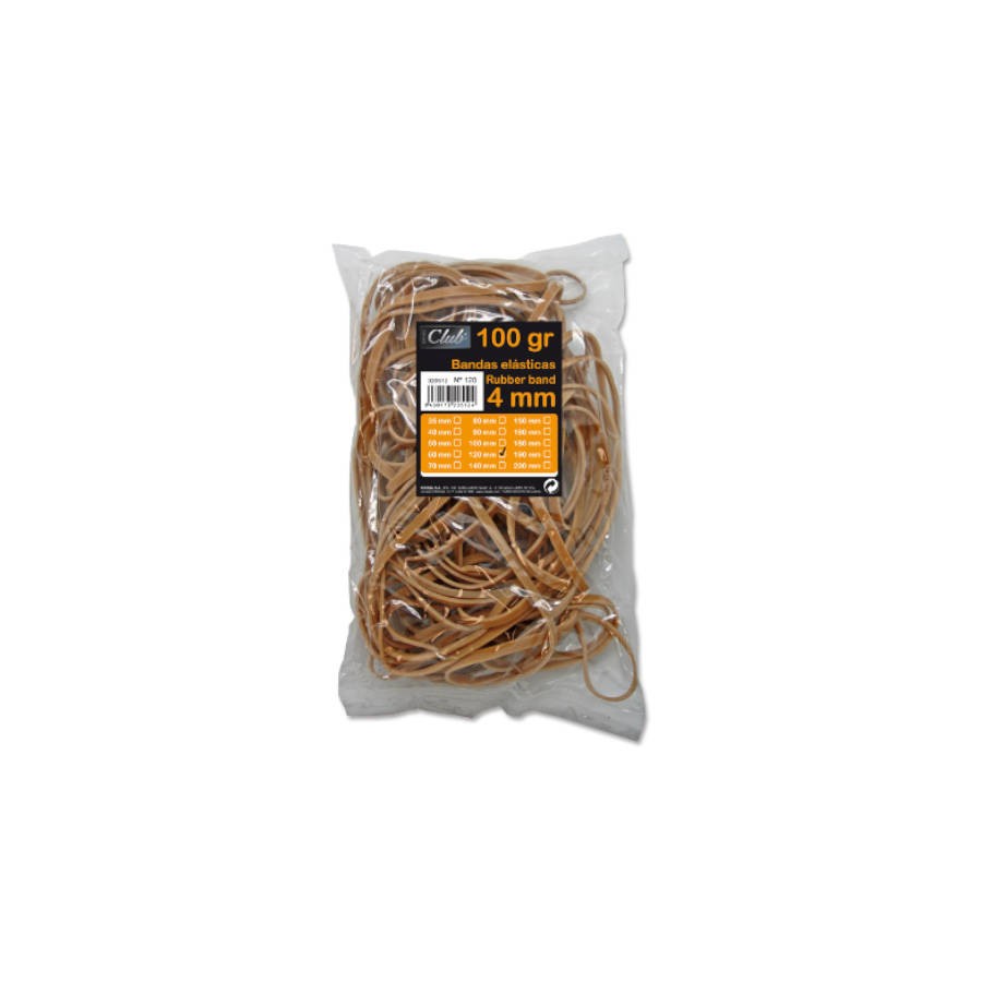 2511-BOLSA 100 GR. GOMAS ELASTICAS No 12 DE 12 CM. LARGO Y 4 CM. GROSOR OFFICE CLUB 320512
