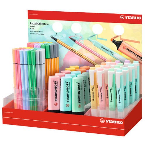 25249-EXPOSITOR BOSS ORIGINAL TRAZO 2/5MM. 40 UDS PEN 68 + 40 UDS. POINT 88 + 15 BOX + 16 SWING COOL COLORES STABILO 24/