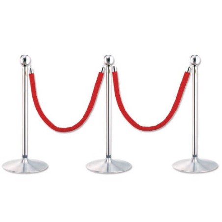 2526-PACK 2 POSTES SEPARADOR CROMADO CON CORDON ROJO 2 METROS 322800