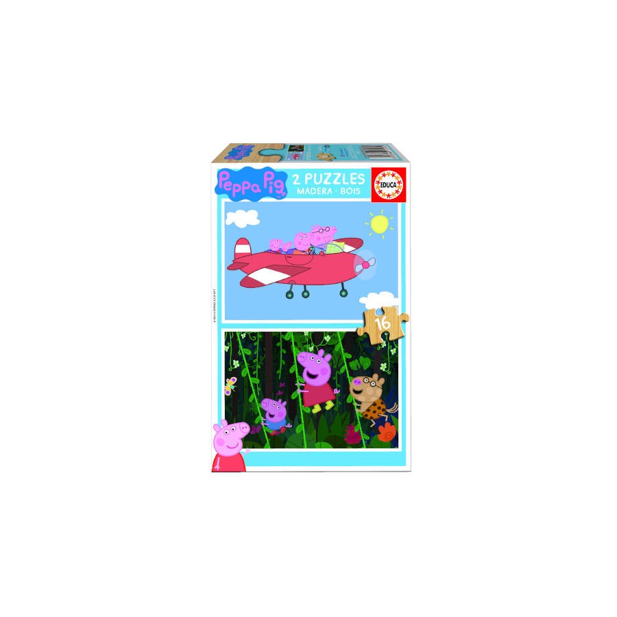 25296-PUZZLE MADERA PEPA PIG 2X16 PIEZAS  EDUCA BORRAS 17157