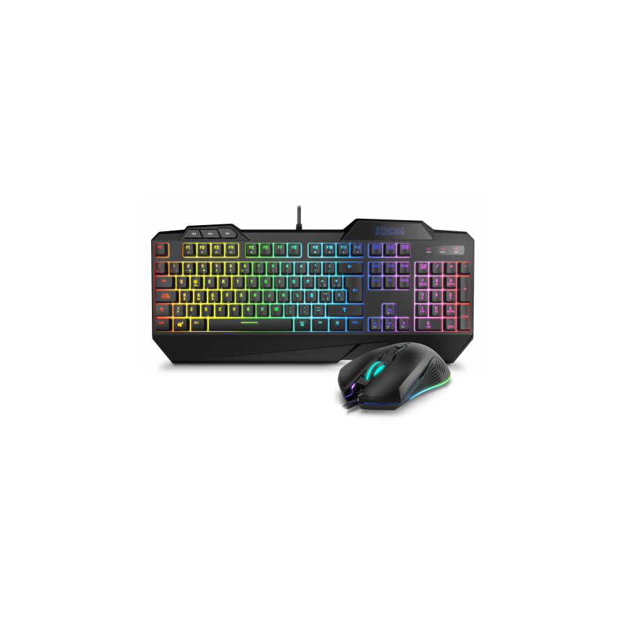 25321-KROM PACK GAMING KRUSHER. TECLADO SEMI-MECANICO + RATON. RGB. NEGRO