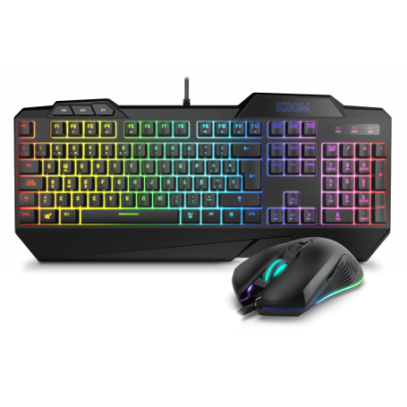 25321-KROM PACK GAMING KRUSHER. TECLADO SEMI-MECANICO + RATON. RGB. NEGRO