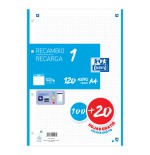 25550-RECAMBIO COLOR 1 A4  100+20 HOJAS 5X5 TURQUESA 90GRS OXFORD 400158058