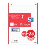 25551-RECAMBIO COLOR 1 A4  100+20 HOJAS 5X5 ROJO 90GRS OXFORD 400158162
