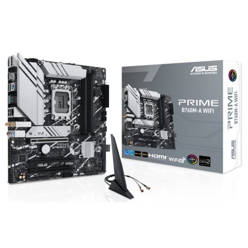 25552-PLACA ASUS PRIME B760M-A WIFI,INTEL,1700,B760,4DDR5,128GB,2HDMI+DP,4SATA+2M.2,2USB 3.2+USB-C,2.5GB+WIFI6E+BT5.2,MA