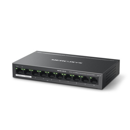 25558-Mercusys MS110P switch Gestionado Fast Ethernet (10/100) Energia sobre Ethernet (PoE) Negro