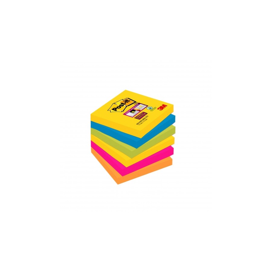 25666-PACK 6 BLOCS 90 HOJAS NOTAS ADHESIVAS 76X76MM SUPER STICKY COLORES VARIADOS 654-6SS-CARN POST-IT 7100265522