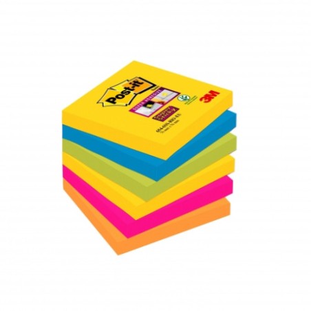 25666-PACK 6 BLOCS 90 HOJAS NOTAS ADHESIVAS 76X76MM SUPER STICKY COLORES VARIADOS 654-6SS-CARN POST-IT 7100265522