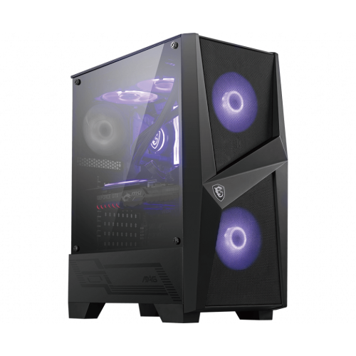 25775-CAJA MSI MAG FORGE 100M,3x2.5"+2x3.5",3x120MM (RGB) +1x120MM,2xUSB3.2+AUDIO+MICRO,MID-TOWER,NEGRA