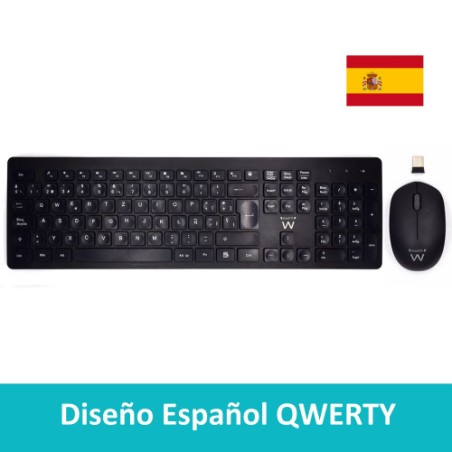 2584-Ewent EW3256 teclado RF inalambrico QWERTY Espanol Negro