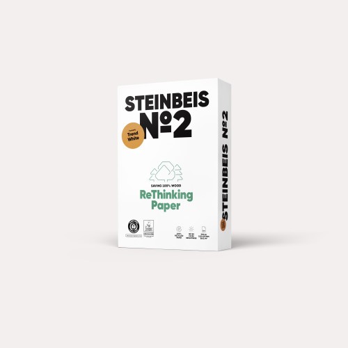 2592-PAQUETE 500H PAPEL RECICLADO 80GR A4 TREND WHITE No2 ISO80 STEINBEIS 40002164