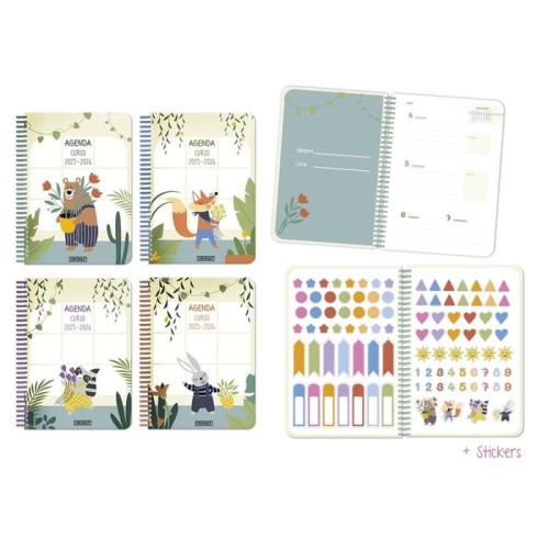 26115-AGENDA ESCOLAR 2025-2026 ANIMALS 4 SEMANA VISTA TAPA CARTON INGRAF 333351