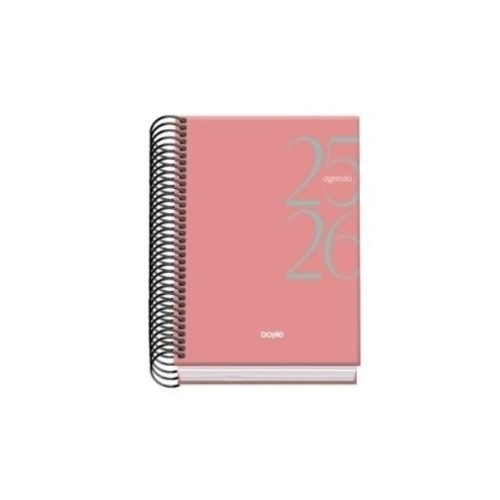 26179-AGENDA ESCOLAR 2025-2026 TAMANO A6 TAPA CARTON FORRADO DIA PAGINA MODELO SYSTEM BASIC ROSA DOHE 52065