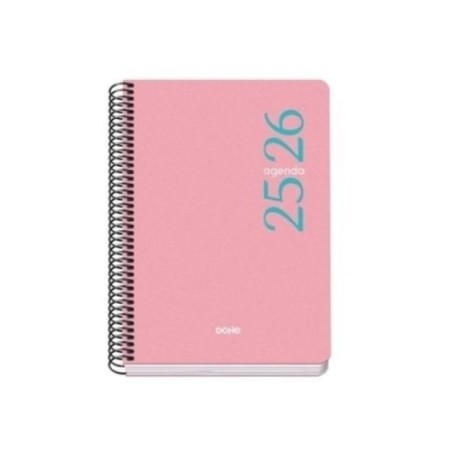26181-AGENDA ESCOLAR 2025-2026 TAMANO A5 TAPA POLIPROPILENO SEMANA VISTA MODELO ESENCIAL BASIC ROSA DOHE 52069