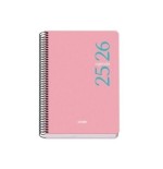 26181-AGENDA ESCOLAR 2025-2026 TAMANO A5 TAPA POLIPROPILENO SEMANA VISTA MODELO ESENCIAL BASIC ROSA DOHE 52069
