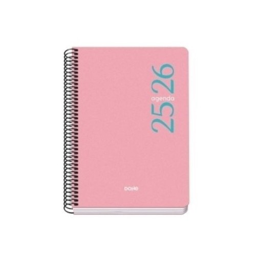 26185-AGENDA ESCOLAR 2025-2026 TAMANO A5 TAPA POLIPROPILENO DIA PAGINA MODELO ESENCIAL BASIC ROSA DOHE 52073