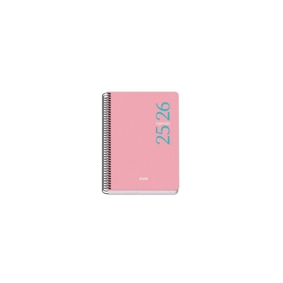 26185-AGENDA ESCOLAR 2025-2026 TAMANO A5 TAPA POLIPROPILENO DIA PAGINA MODELO ESENCIAL BASIC ROSA DOHE 52073