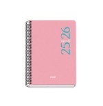 26185-AGENDA ESCOLAR 2025-2026 TAMANO A5 TAPA POLIPROPILENO DIA PAGINA MODELO ESENCIAL BASIC ROSA DOHE 52073