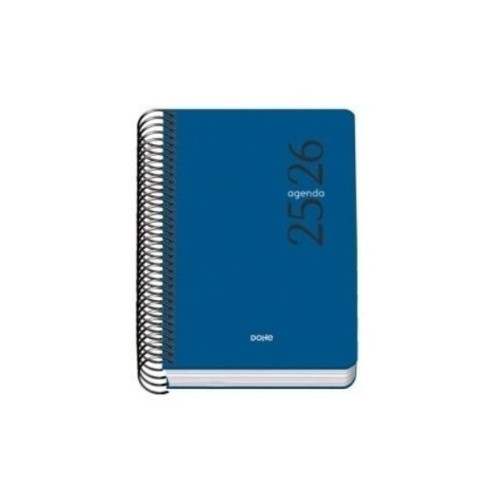26188-AGENDA ESCOLAR 2025-2026 TAMANO A6 TAPA CARTON FORRADO DIA PAGINA MODELO ESENCIAL BASIC AZUL DOHE 52076
