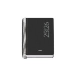 26194-AGENDA ESCOLAR 2025-2026 TAMANO A6 TAPA CARTON FORRADO DIA PAGINA MODELO ESENCIAL BASIC NEGRO DOHE 52079