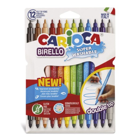 26317-CAJA 12 ROTULADORES COLORES DOBLE PUNTA BIRELLO CARIOCA 42753CARIOCA