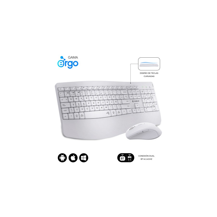 26318-SUBBLIM Teclado con raton COMBO DUAL OFFICE PROWAVE WHITE