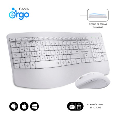 26318-SUBBLIM Teclado con raton COMBO DUAL OFFICE PROWAVE WHITE