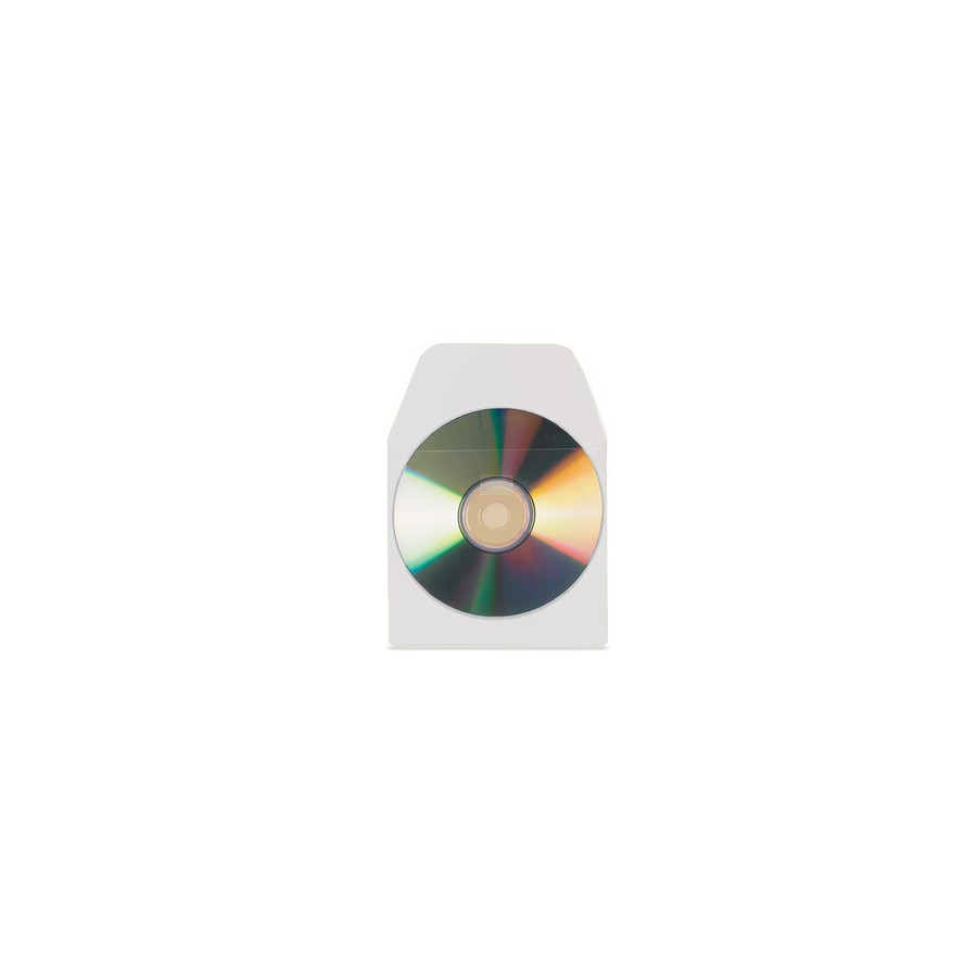 2632-PACK DE 10 FUNDAS CD-DVD PP TRANSPARENTE AUTOADHESIVAS CON SOLAPA 3L 6832-10