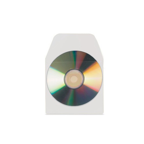2633-PACK DE 100 FUNDAS CD-DVD PP TRANSPARENTE AUTOADHESIVAS CON SOLAPA 3L 6832-100