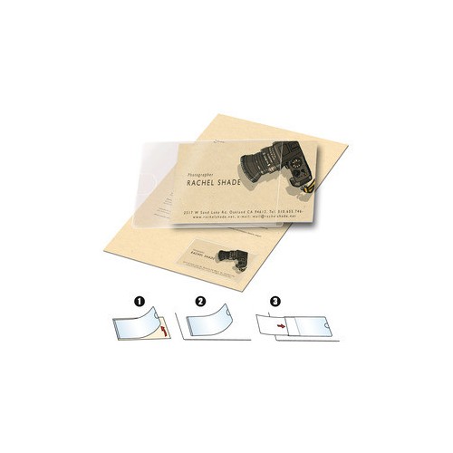 2637-PACK DE 100 FUNDAS ADHESIVAS PARA TARJETAS DE VISITA- APERTURA LATERAL - 60 X 95 MM 3L 10109