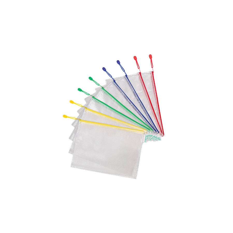 2638-PACK DE 8 BOLSAS ZIPPER MULTIUSOS PVC - CON CIERRE CREMALLERA A4 SURTIDO TARIFOLD 509009