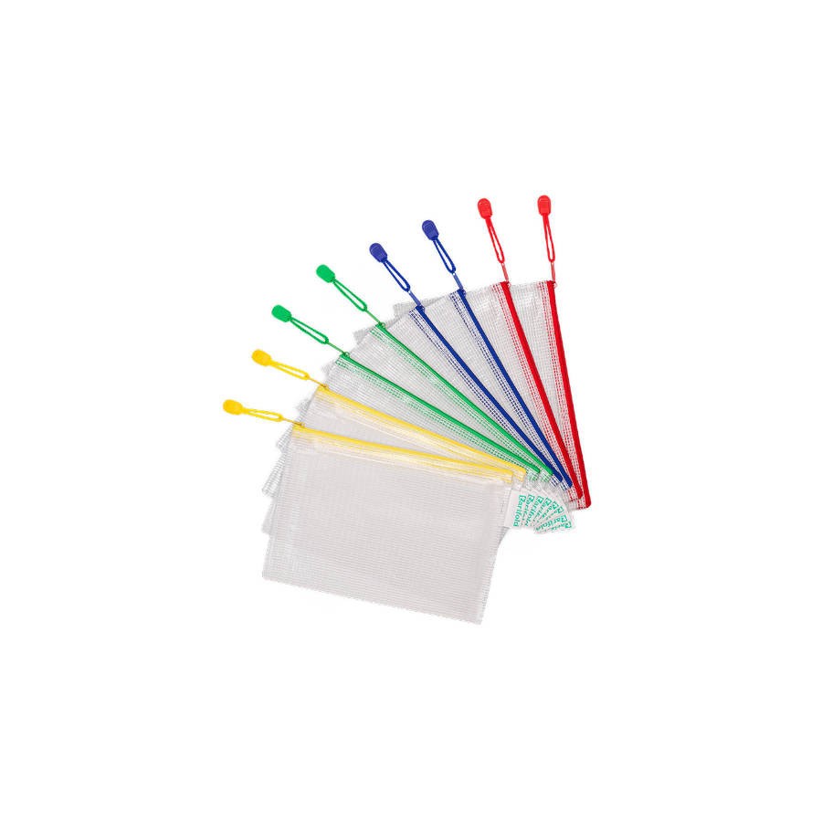 2639-PACK DE 8 BOLSAS ZIPPER MULTIUSOS PVC - CON CIERRE CREMALLERA A5 SURTIDO TARIFOLD 509029