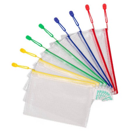 2639-PACK DE 8 BOLSAS ZIPPER MULTIUSOS PVC - CON CIERRE CREMALLERA A5 SURTIDO TARIFOLD 509029