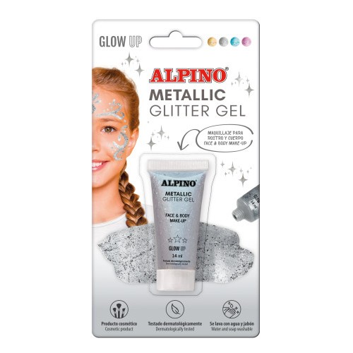 26642-BLISTER MAQUILLAJE CON COLOR Y PURPURINA GLITTER PLATA ALPINO DL000601